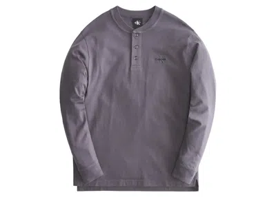 Pre-owned Kith Men's  X Calvin Klein Long Sleeve Huntington Tee Shirt In Battleship