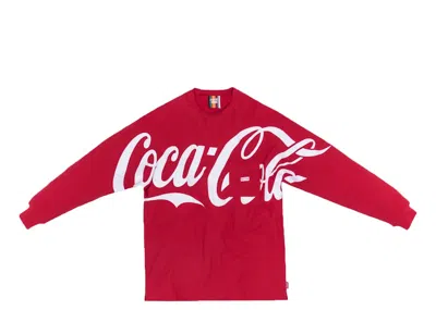 Pre-owned Kith Men's  X Cocacola Quinn Long Sleeve Tee Shirt In Red