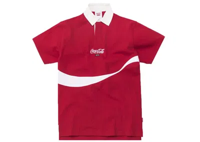 Pre-owned Kith Men's  X Cocacola Ribbon Rugby In Red