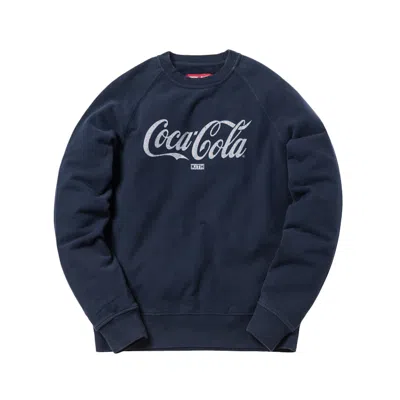 Pre-owned Kith Men's  X Cocacola Rugby Shirt Crewneck Sweatshirt In Navy Blue