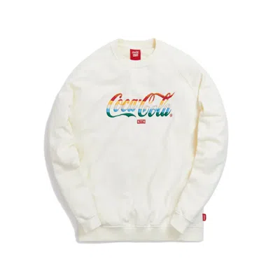 Pre-owned Kith Men's  X Cocacola Striped Crewneck Sweatshirt In Ivory In White