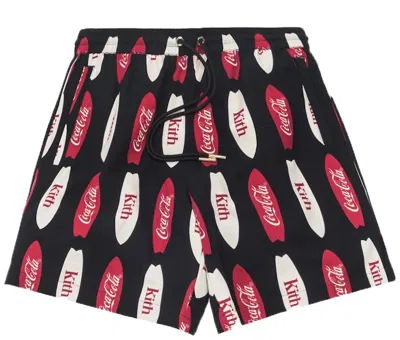 Pre-owned Kith Men's  X Cocacola Surf Board Print Hardaway Shorts In Black
