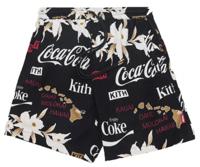 Pre-owned Kith Men's  X Cocacola Surf Board Print Hardaway Shorts In Black Floral