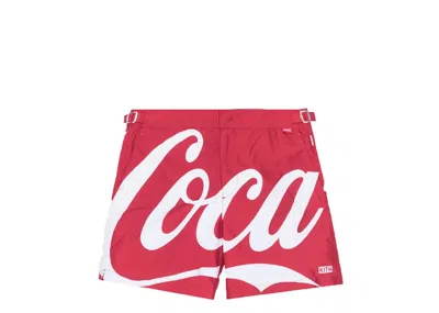 Pre-owned Kith Men's  X Cocacola X Orelebar Brown Bulldog Swim Trunk In Red
