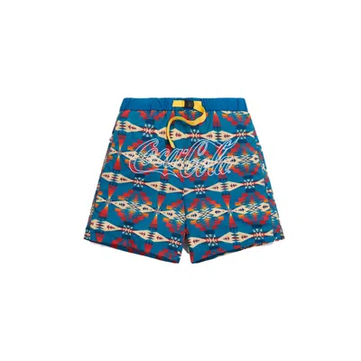 Pre-owned Kith Men's  X Cocacola X Pendleton Swim Shortin Teal In Blue