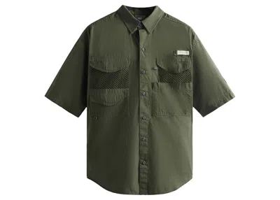 Pre-owned Kith Men's  X Columbia Pfg Short Sleeve Shirt In Surplus Green
