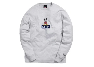 Pre-owned Kith Men's  X Disney 30s Mickey Standing Classic Logo Long Sleeve Tee Shirt In Heather
