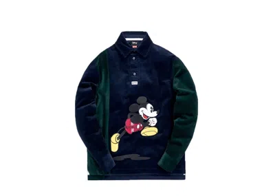 Pre-owned Kith Men's  X Disney Corduroy Vertical Rugby In Navy Blue