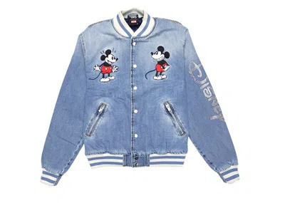 Pre-owned Kith Men's  X Disney Denim Varsity Jacket In Indigo