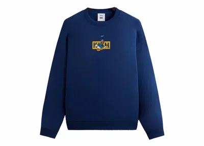 Pre-owned Kith Men's  X Disney Mickey & Friends Donald Duck Classic Logo Williams Crewneck Sweatshirt In Cyanot