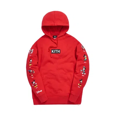 Pre-owned Kith Men's  X Disney Mickey Sleeve Patches Hoodie In Red