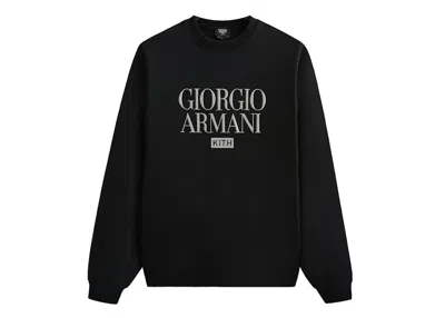 Pre-owned Kith Men's  X Giorgio Armani Nelson Crewneck Sweatshirt In Black