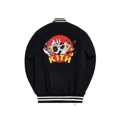 Pre-owned Kith Men's  X Looney Tunes Golden Bear Varsity Jacket In Black