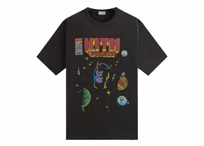 Pre-owned Kith Men's  X Marvel Universe Graphic Vintage Tee Shirt In Black