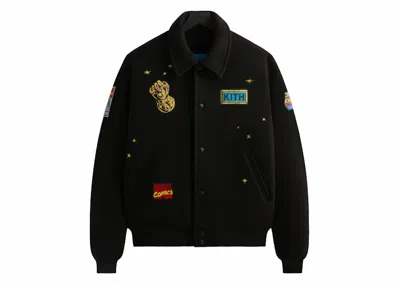 Pre-owned Kith Men's  X Marvel Universe Varsity Jacket In Black/blue