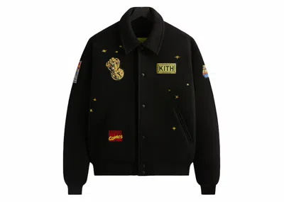 Pre-owned Kith Men's  X Marvel Universe Varsity Jacket In Black/yellow In Multi