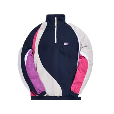 Pre-owned Kith Men's  X New Balance Quarter Zip Nylon Windbreaker Track Top In Navy Blue
