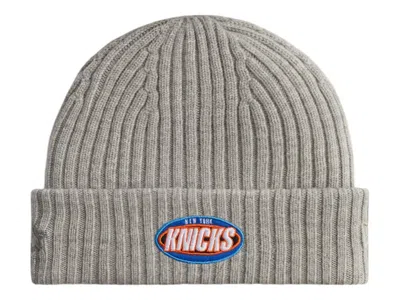 Pre-owned Kith Men's  X New Era The New York Knicks Logo Beanie In Light Heather Grey
