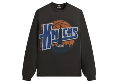 Pre-owned Kith Men's  X New York Knicks City Vintage Long Sleeve Tee Shirt In Black
