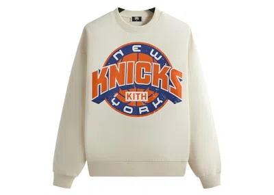 Pre-owned Kith Men's  X New York Knicks Showtime Vintage Nelson Crewneck Sweatshirt In Sandrift