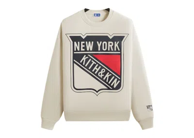 Pre-owned Kith Men's  X New York Rangers Shield Nelson Crewneck Sweatshirt In Sandrift