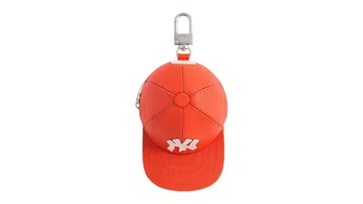 Pre-owned Kith Men's  X New York Yankees Baseball Cap Leather Pouch In Poppy In Red