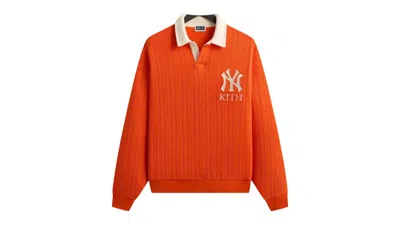 Pre-owned Kith Men's  X New York Yankees Cable Fleece Nelson Sweatshirt In Poppy In Red