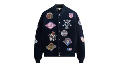 Pre-owned Kith Men's  X New York Yankees Corduroy Avery Bomber Jacket In Nocturnal In Black