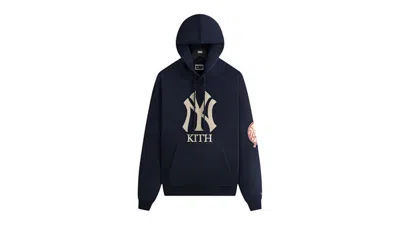 Pre-owned Kith Men's  X New York Yankees Plush Fleece Cropped Braxton Hoodie In Nocturnal In Black