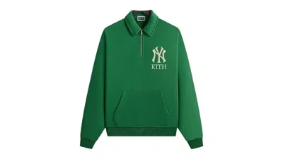 Pre-owned Kith Men's  X New York Yankees Quarter Zip Popover Sweatshirt In Kelly In Green