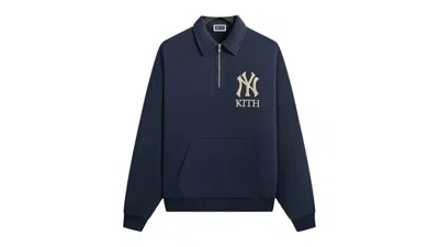 Pre-owned Kith Men's  X New York Yankees Quarter Zip Popover Sweatshirt In Nocturnal In Black