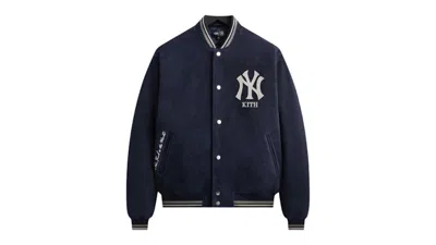 Pre-owned Kith Men's  X New York Yankees Suede Porter Bomber Jacket In Nocturnal In Black