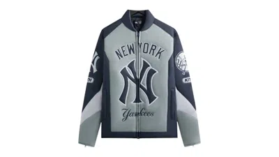 Pre-owned Kith Men's  X New York Yankees Zip Brixton Puffed Shirt Jacket In Statue In Gray