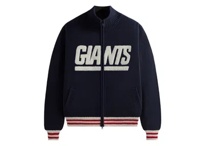 Pre-owned Kith Men's  X Nfl 47 Giants Wyona Full Zip Sweater In Nocturnal In Black