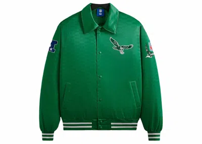 Pre-owned Kith Men's  X Nfl Eagles Satin Bomber Jacket In Parrot In Green