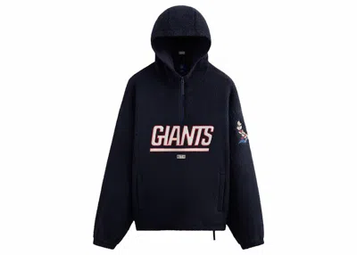 Pre-owned Kith Men's  X Nfl Giants Quarter Zip Sherpa In Nocturnal In Black