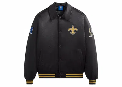 Pre-owned Kith Men's  X Nfl Saints Satin Bomber Jacket In Black