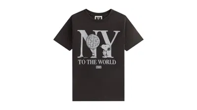 Pre-owned Kith Men's  X Peanuts Kids New York To The World Vintage Tee Shirt In Black