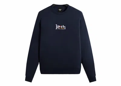 Pre-owned Kith Men's  X Peanuts Serif Crewneck Sweatshirt In Nocturnal In Black