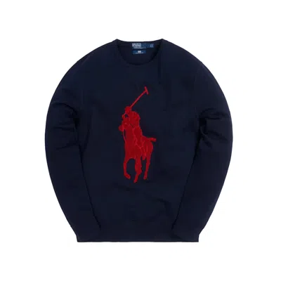 Pre-owned Kith Men's  X Polo Shirt Ralph Lauren Double Knit Crewneck Sweatshirt In Tech Blue
