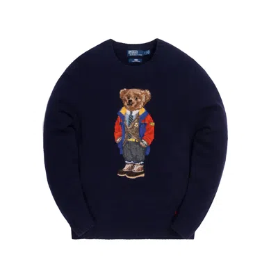 Pre-owned Kith Men's  X Polo Shirt Ralph Lauren Outdoor Bear Crewneck Sweatshirt In Navy Blue