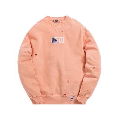 Pre-owned Kith Men's  X Russell Athletic Vintage Crewneck Sweatshirt In Peach