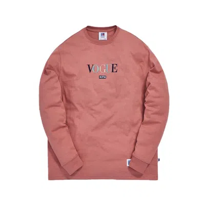 Pre-owned Kith Men's  X Russell Athletic X Vogue Long Sleeve Tee Shirt In Old Rose In Pink