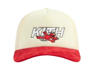 Pre-owned Kith Men's  X Sesame Street Fast Elmo Nolan Trucker Cap In Sandrift
