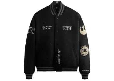 Pre-owned Kith Men's  X Star Wars Swarovski Crystals Anniversary Varsity Jacket In Black