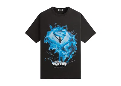 Pre-owned Kith Men's  X Superman 2025 Movie Lightning Vintage Tee Shirt In Black