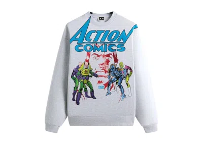 Pre-owned Kith Men's  X Superman Action Comics Nelson Crewneck Sweatshirt In Light Heather Grey