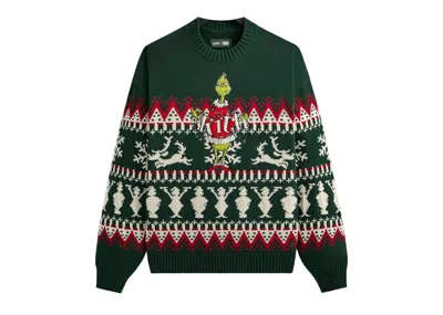 Pre-owned Kith Men's  X The Grinch Fair Isle Lewis Crewneck Sweatshirt Sweater In Stadium