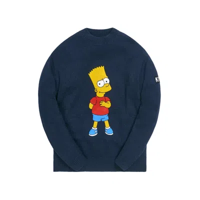 Pre-owned Kith Men's  X The Simpsons Bart Intarsia Sweaterin Navy Blue