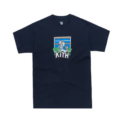 Pre-owned Kith Men's  X Tom & Jerry Hang Out Tee Shirt In Navy Blue